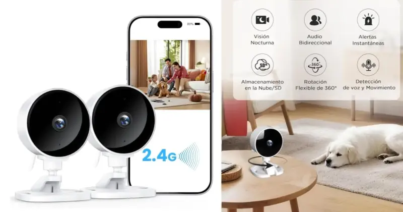 Pack económico de 2 cámaras WiFi Wolfang con visión nocturna y detección humana por 19,94 € con 34% de descuento