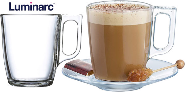 Pack de 6 tazas Luminarc de vidrio templado 25 cl con 15% de descuento en Amazon
