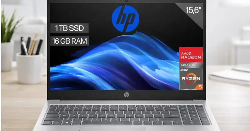 Portátil HP BU7J0EA de 15.6'' con Ryzen 5, 16 GB RAM y 1 TB SSD a sólo 449€ con gran descuento