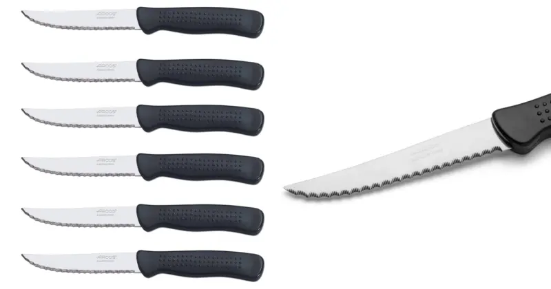 Set de 6 cuchillos chuleteros Arcos por 10,49 € con un 13% de descuento, ideales para el corte fácil en la mesa