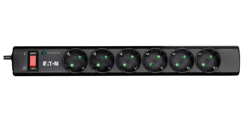 Regleta Eaton de 6 tomas con protección contra sobretensiones por 14,99 € con 28% de descuento