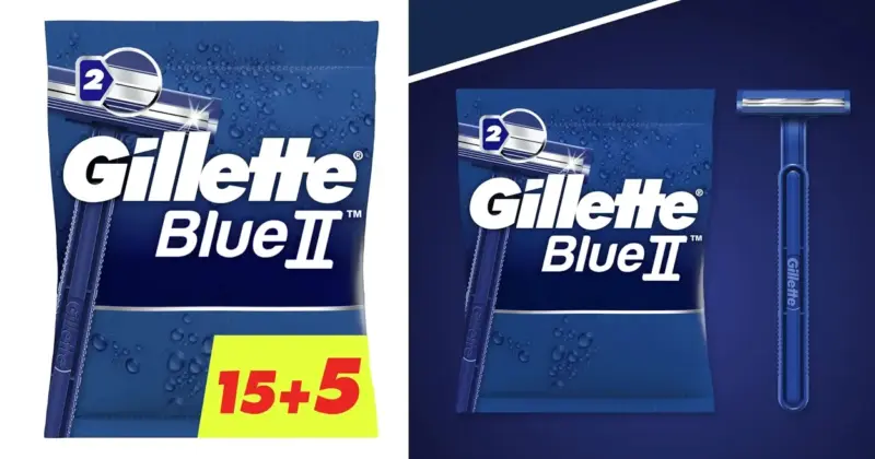 Pack de 20 maquinillas desechables Gillette Blue II a solo 5,77 €: afilado eficaz y ahorro asegurado