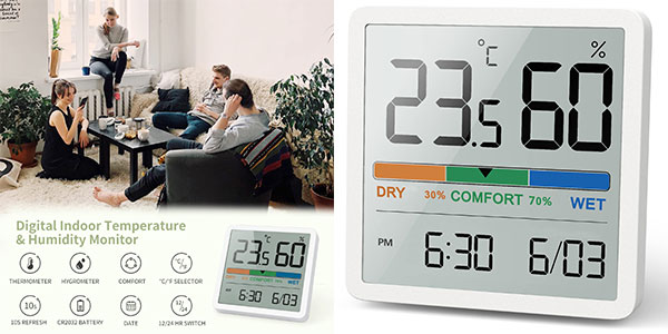 Termohigrómetro digital Noklead NK5253 con lectura precisa y diseño compacto por 11,04 €