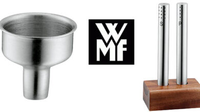 Salpimentero WMF de acero inoxidable y madera con diseño moderno por 16,39 € – elegante y práctico para tu mesa