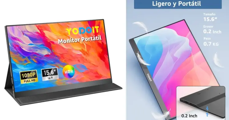 Monitor portátil Yodoit de 15,6” IPS con HDR por 63,17 € y envío gratis, una pantalla extra ligera y versátil