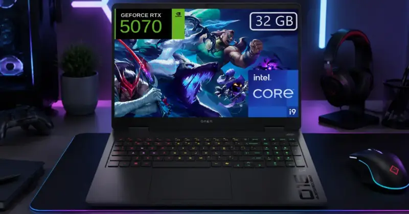 Portátil gaming HP OMEN 16-am0035ns con i9, RTX 5070 y 32 GB de RAM a 1.599€ con un 24% de descuento