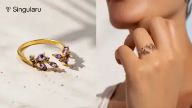 Anillo ajustable Buganvilla de Singularu en plata bañada en oro 18 kt con un 45% de descuento