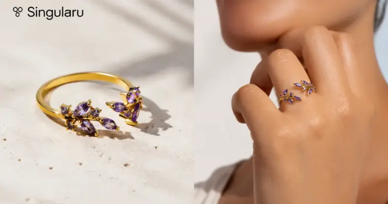 Anillo ajustable Buganvilla de Singularu en plata bañada en oro 18 kt con un 45% de descuento