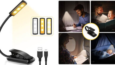 Lámpara LED de lectura recargable TeamPD con pinza y 3 modos de luz a solo 9,40 € con 22% de descuento