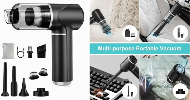 Aspiradora de mano Piarhlie 4 en 1 con 30 kPa y carga USB-C por sólo 22,05 € con un 51% de descuento