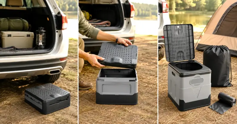Inodoro portátil plegable: solución compacta y práctica para camping y viajes por sólo 15,15€