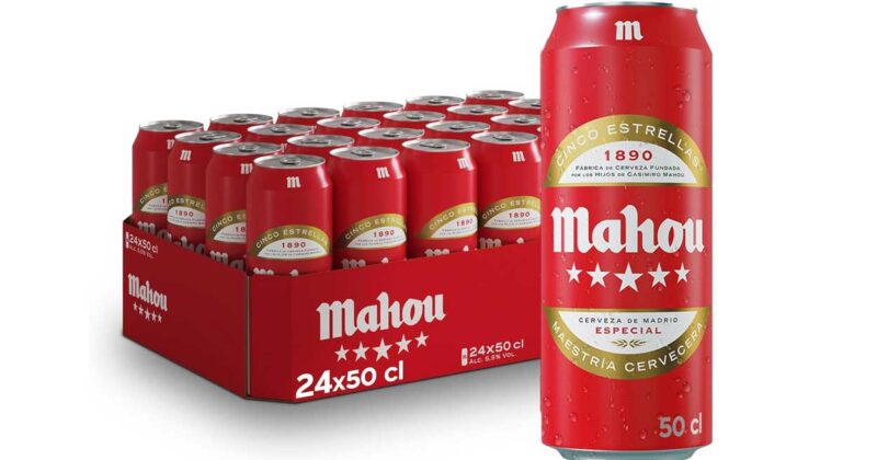 Pack de 24 latas Mahou 5 Estrellas 50 cl con un 20% de descuento: calidad y sabor a un precio irresistible