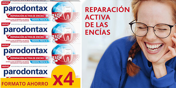 Pack x4 Parodontax Reparación Activa de Encías: Cuida y repara tus encías con un 27% de descuento