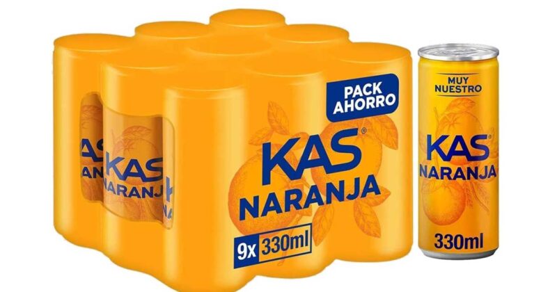 Pack de 9 latas Kas Naranja 330 ml a 4,95€: Refresco Cítrico con Descuento del 25%