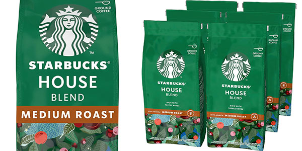 Pack de 6 Starbucks House Blend: Café molido de calidad con 22% de descuento y envío gratis