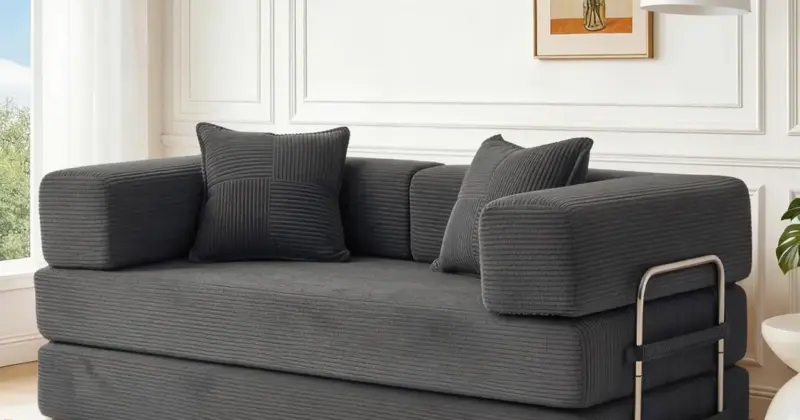 Sofá cama 2 plazas en gris con estructura reforzada y convertible 5 en 1 por 222,91 € con envío incluido