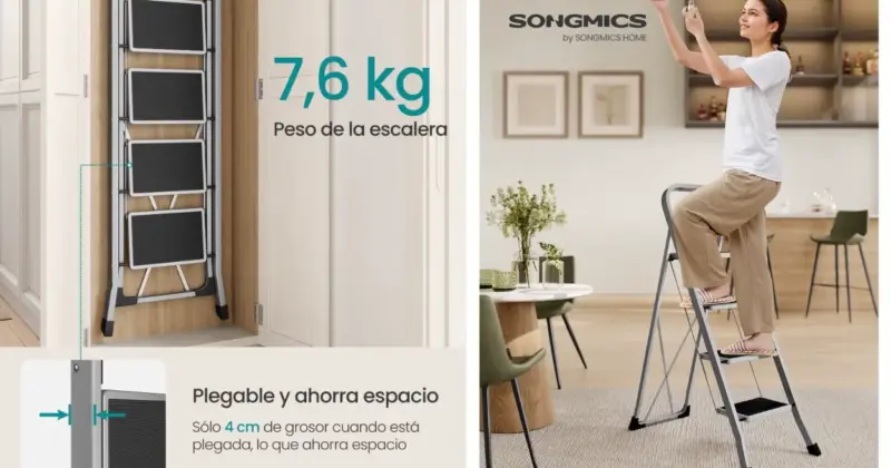 Escalera plegable Songmics de 4 escalones: práctica, segura y con gran descuento