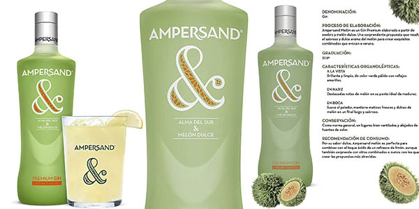 Ginebra Ampersand Sabor Melón de 70 cl con 26% de descuento, ¡Versatilidad y Frescura al Mejor Precio!