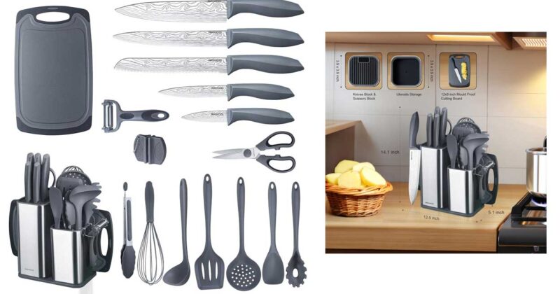 Juego Raxco de 18 piezas para cocina con bloque organizador por 47,49 € con un 32% de descuento