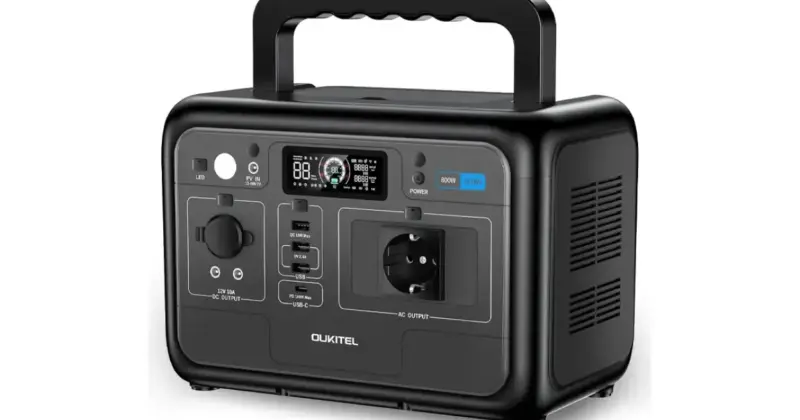 Estación de energía portátil Oukitel P800E 800W con gran descuento, ideal para emergencias y camping