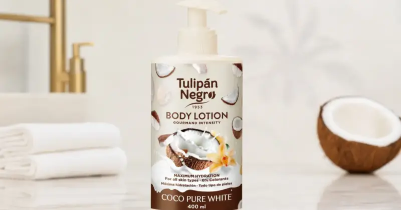 Loción Corporal Tulipán Negro Coco Pure White: Hidratación Ligera y Aroma Tropical por 2,84 € con 28% de Descuento