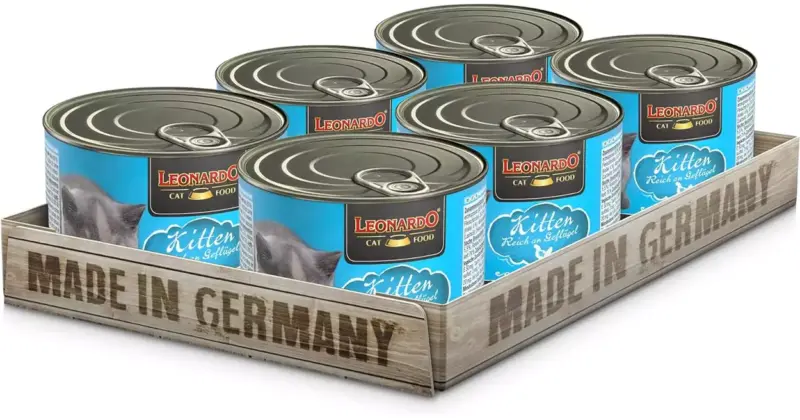Pack de 6 latas de alimento húmedo Leonardo Kitten de ave para gatitos con 34% de descuento