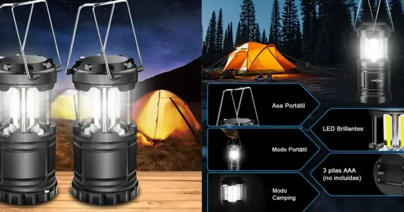 Pack 2x Linterna LED de Acampada ILEEDear: Compactas y Potentes por 13,71 €