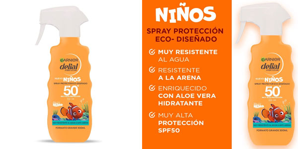 Protector Solar Infantil Garnier Delial Nemo SPF50 en Spray 270 ml con 32% de Descuento
