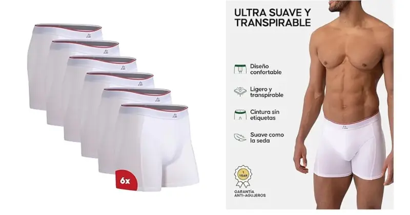 Pack de 6 bóxers de bambú Danish Endurance para hombre con un 56% de descuento