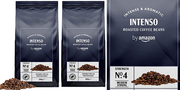 Pack de 1 kg de Café en Grano Intenso by Amazon: Aroma potente y precio irresistible de 11 € con un 28% de descuento