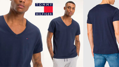Camiseta Tommy Jeans para hombre con cuello de pico a solo 16,48 € con un 45% de descuento