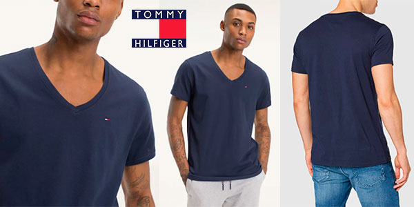 Camiseta Tommy Jeans para hombre con cuello de pico a solo 16,48 € con un 45% de descuento