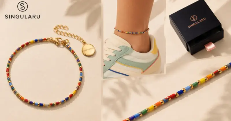 Tobillera Singularu Rainbow de baño de oro: color y estilo veraniego al 60% de descuento