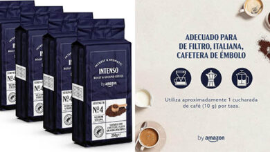Pack x4 Café molido Intenso by Amazon: aroma potente y sabor redondo por solo 9,90 €