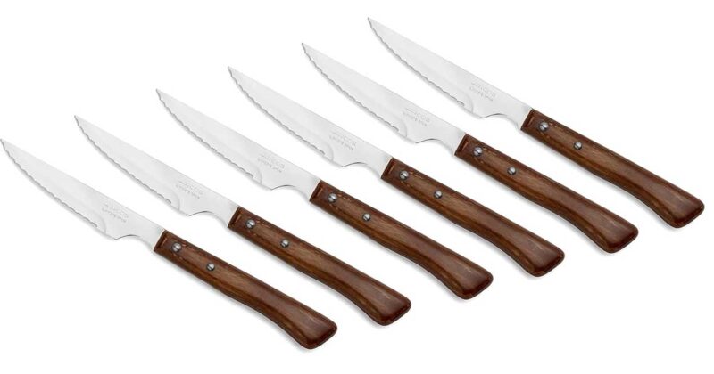 Juego de 6 cuchillos chuleteros Arcos con acero Nitrum y mango de madera por 17,59 € con 46% de descuento