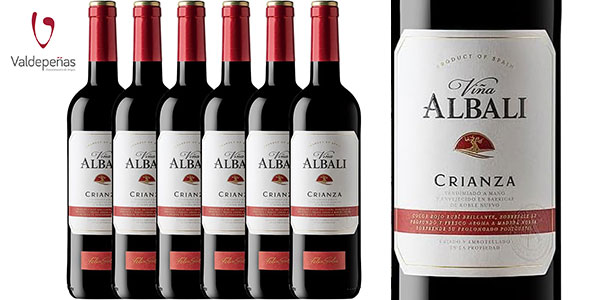Pack de 6 botellas Viña Albali Crianza Valdepeñas a solo 14,34 € con un 20% de descuento