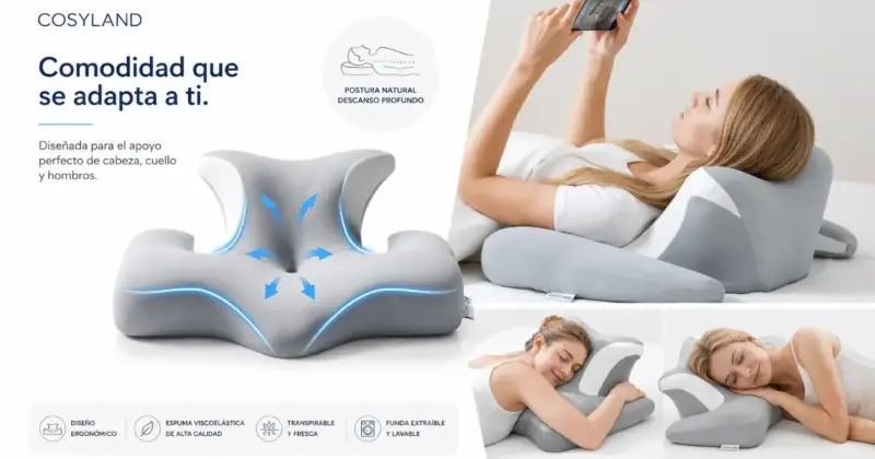Almohada Ergonómica Cosyland con Funda Transpirable por 21,65 €: Soporte y Confort para un Mejor Descanso