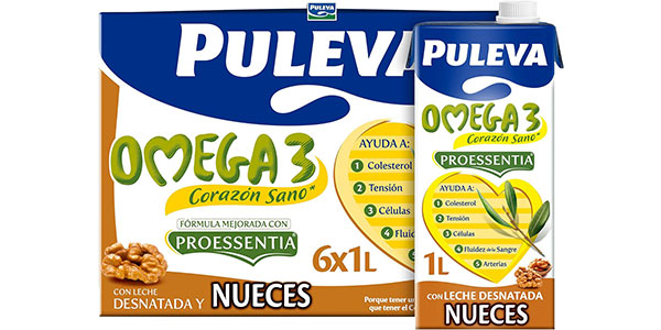Pack de 6 litros de Leche Puleva Omega Proessentia 3 Nueces a solo 6,89 €: Nutrición con Omega 3 para tu día a día