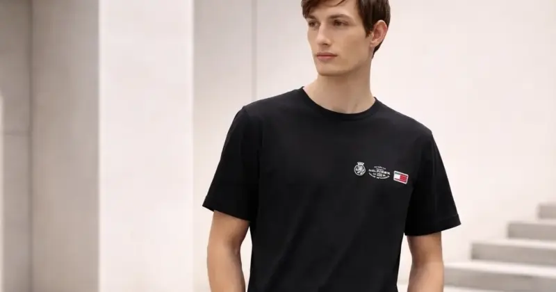 Camiseta Tommy Hilfiger Small Crest Outline: básico cómodo y con estilo a mitad de precio