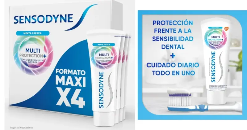 Pack de 4 Sensodyne Multiprotección: cuidado integral para dientes sensibles con 39% de descuento