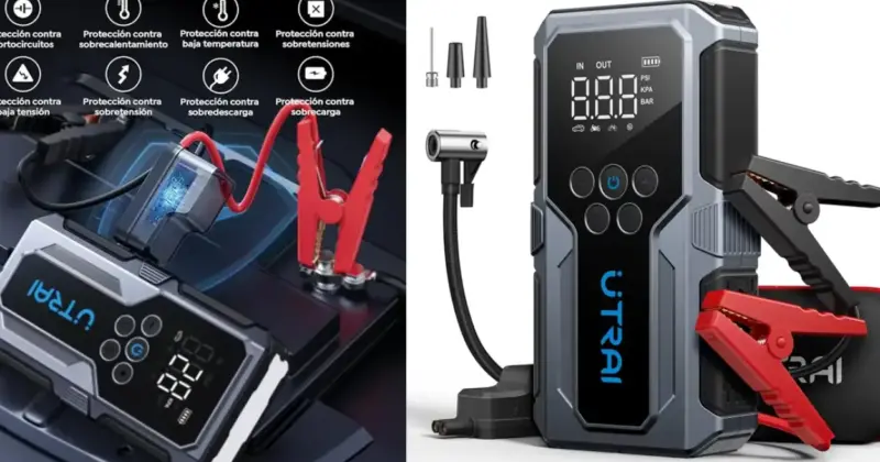 Arrancador y compresor portátil UTRAI 1500A con gran potencia y gran descuento