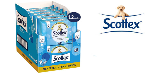 Scottex Fresh Papel Higiénico Húmedo Pack 12x38: Higiene y Frescura con un 47% de Descuento