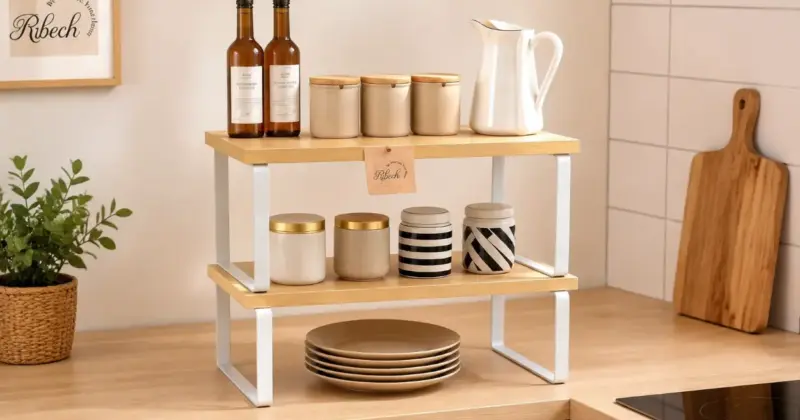 Organizador extensible Ribech de bambú y metal: orden natural con un 25% de descuento por 14,99 €