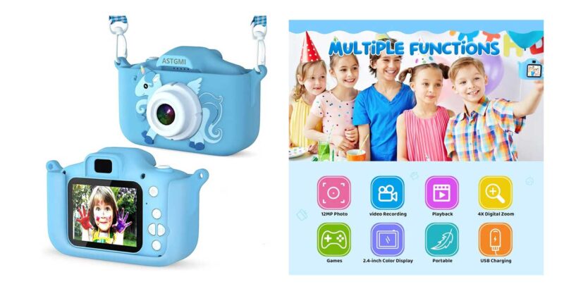 Cámara digital infantil ASTGMI con tarjeta de 32 GB y funda unicornio por 17,91€ con 19% de descuento