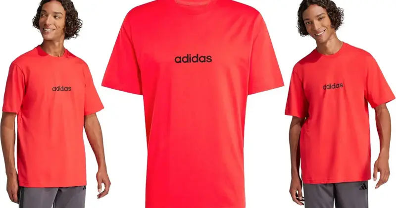 Camiseta Adidas Essentials Linear roja para hombre con un 40% de descuento a 11,99 €