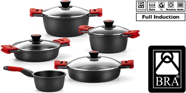 Batería de Cocina BRA Premiere 5 Piezas con Revestimiento Antiadherente Teflón a Precio Exclusivo en Amazon