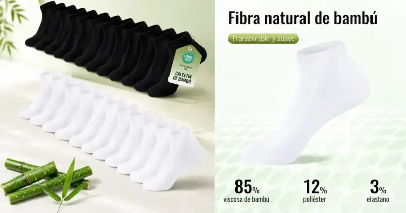 Pack de 12 pares de calcetines SukModen de bambú unisex con gran confort y 64% de descuento