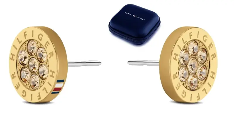 Elegancia diaria con los pendientes de botón Tommy Hilfiger en acero inoxidable con cristales, ahora con un 20% de descuento