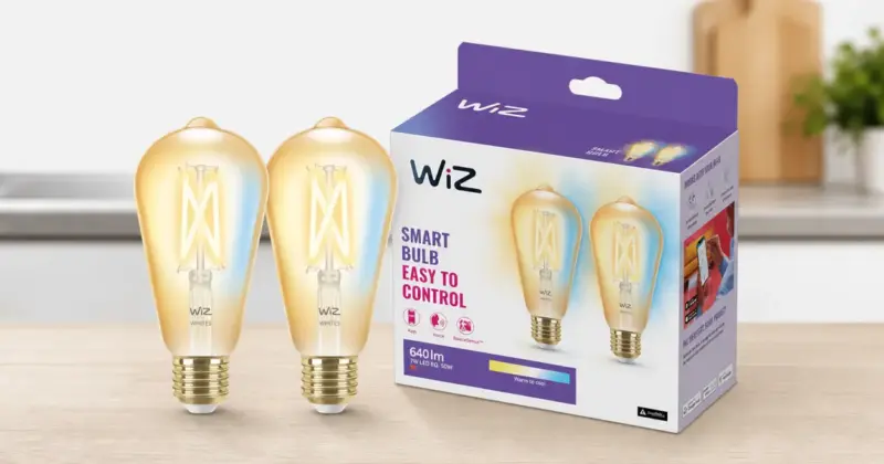 Pack 2 Bombillas WiZ Filamento LED E27 ST64: Luz inteligente y estilo vintage con un 45% de descuento