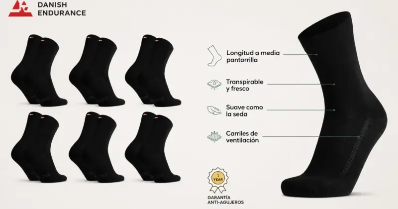 Pack x6 calcetines unisex Danish Endurance de bambú con 48% de descuento y envío gratis